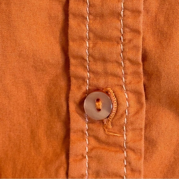 Free People POWER MOVE Button Down Woven Bodysuit orange red SZ L cotton - Picture 6 of 11